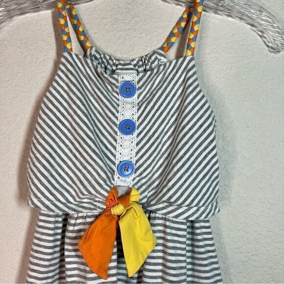 Jona Michelle Gray Yellow Striped Sleeveless Sundress Girls‎ Size 8 - Picture 3 of 8